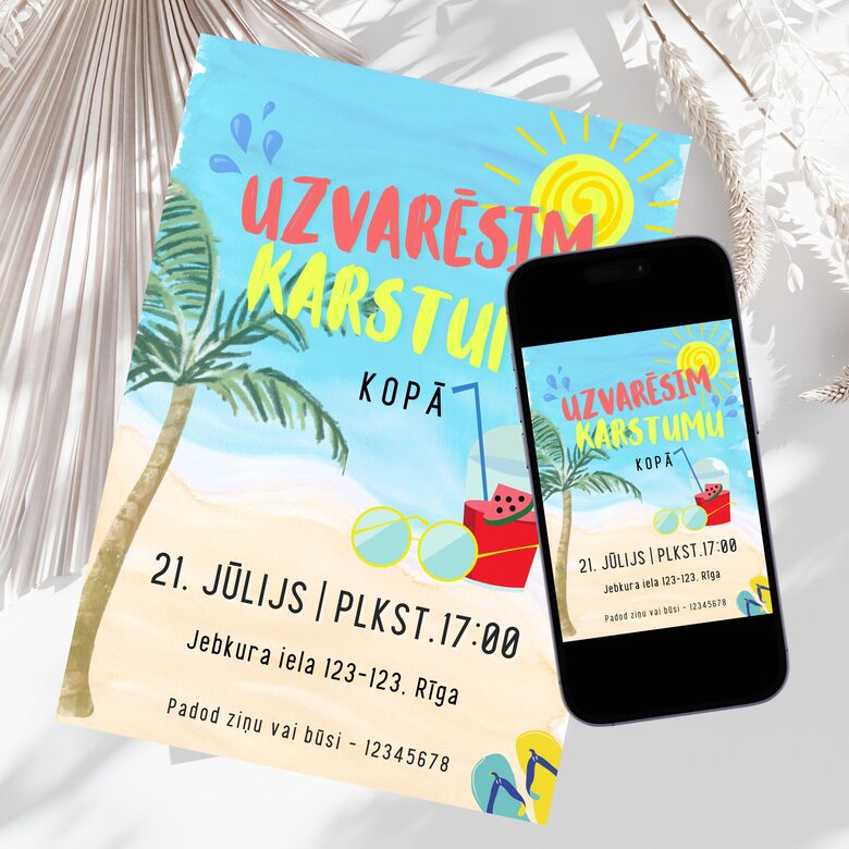 Vasaras ballītes "Uzvarēsim karstumu kopā" digitāls ielūgums